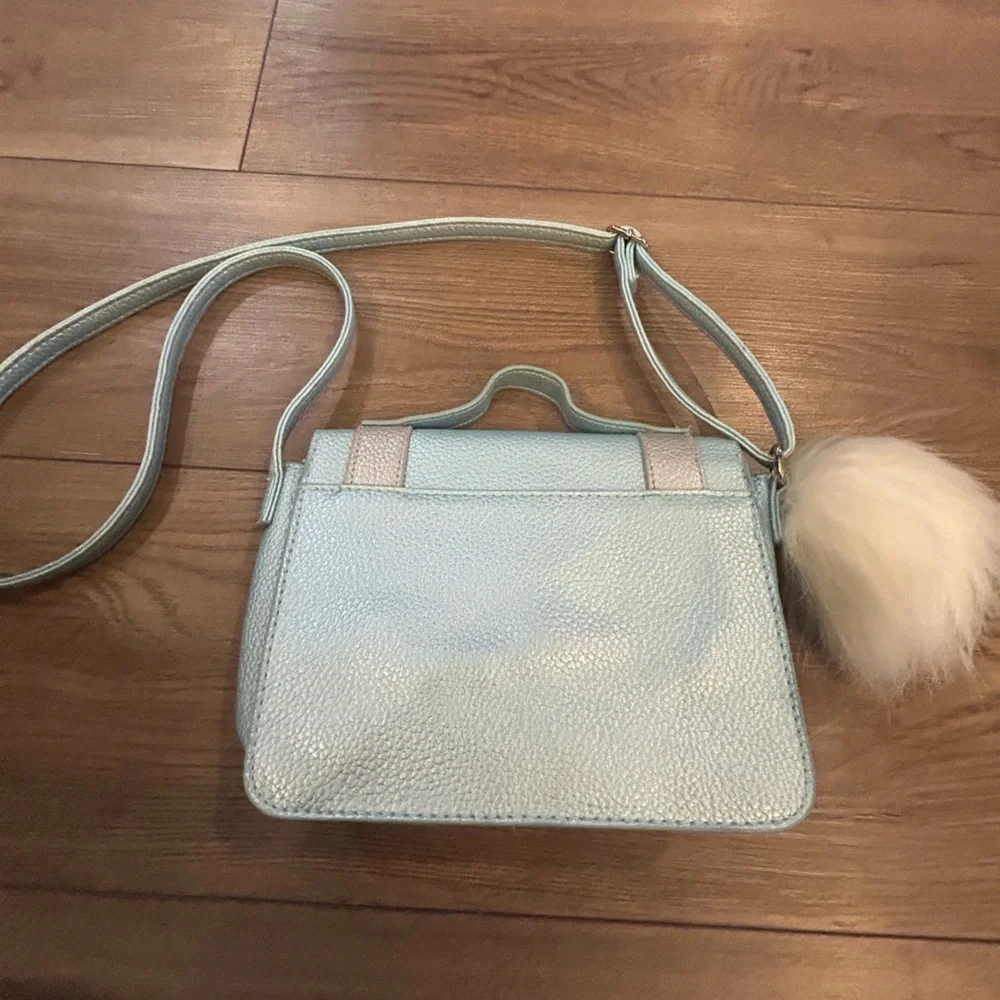 Justice Girls Studded Blue Crossbody Purse w/ LOVE Heart & Charm